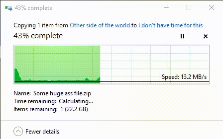 Lunar lander game running inside the Windows file copy dialog