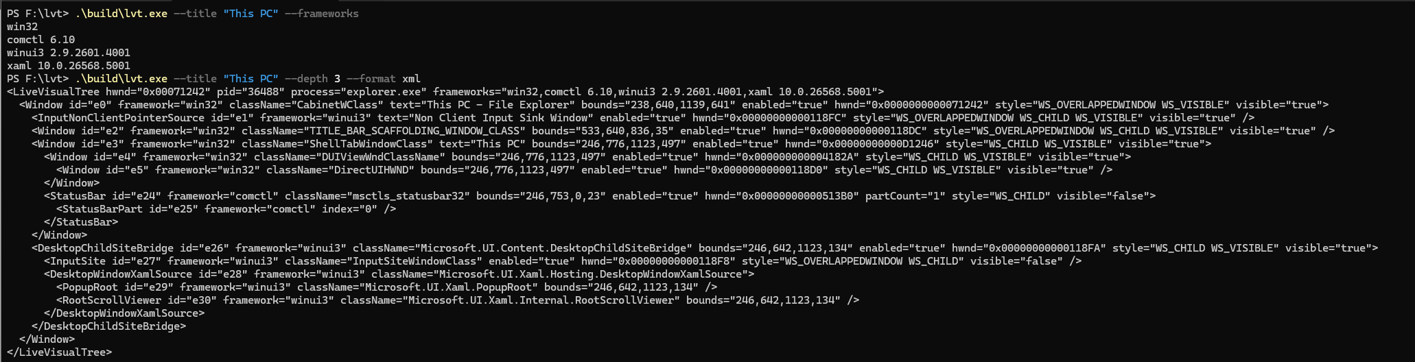 lvt inspecting File Explorer