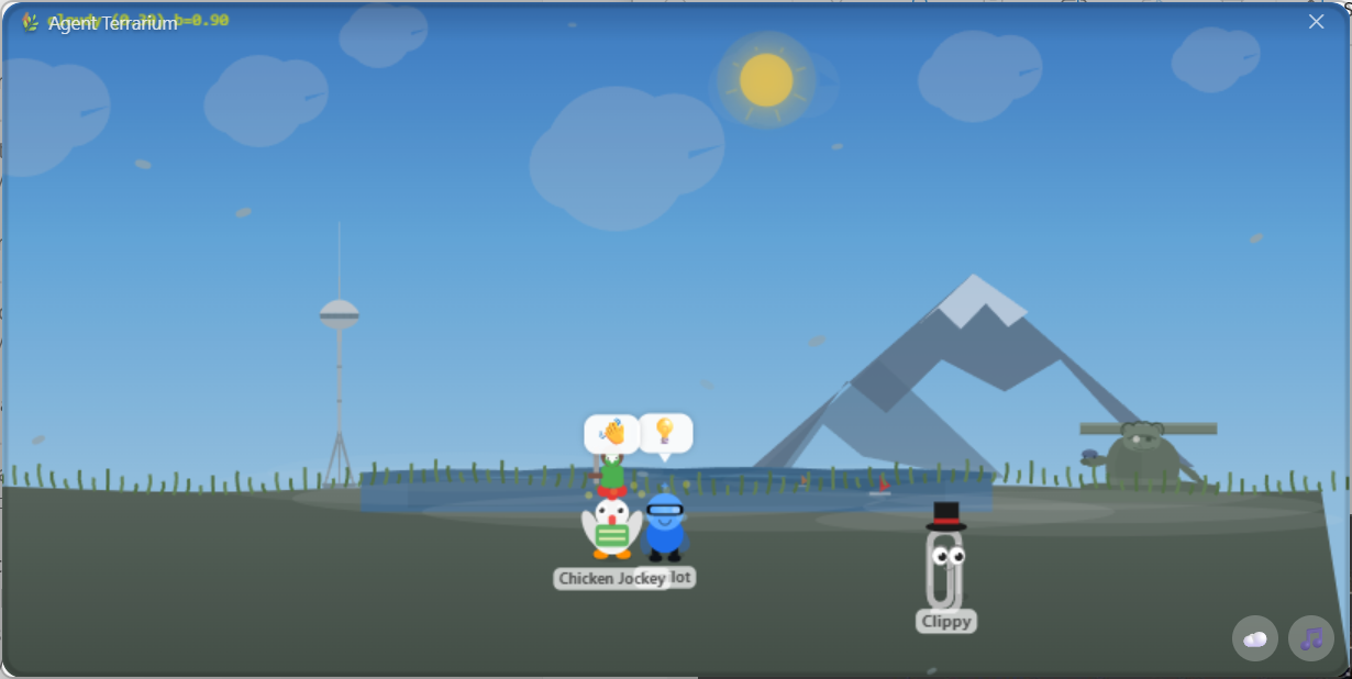 Seattle — Space Needle, Mt. Rainier, and a lake